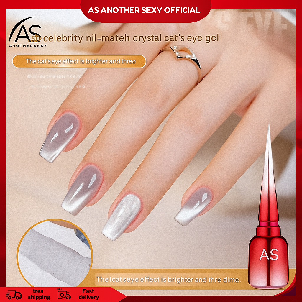 AS GEL 9D 5D SILVER CAT EYES 15ml GEL POLISH KUTEK GEL SILVER MATA KUCING KUTEK GEL SILVER HOLOGRAM