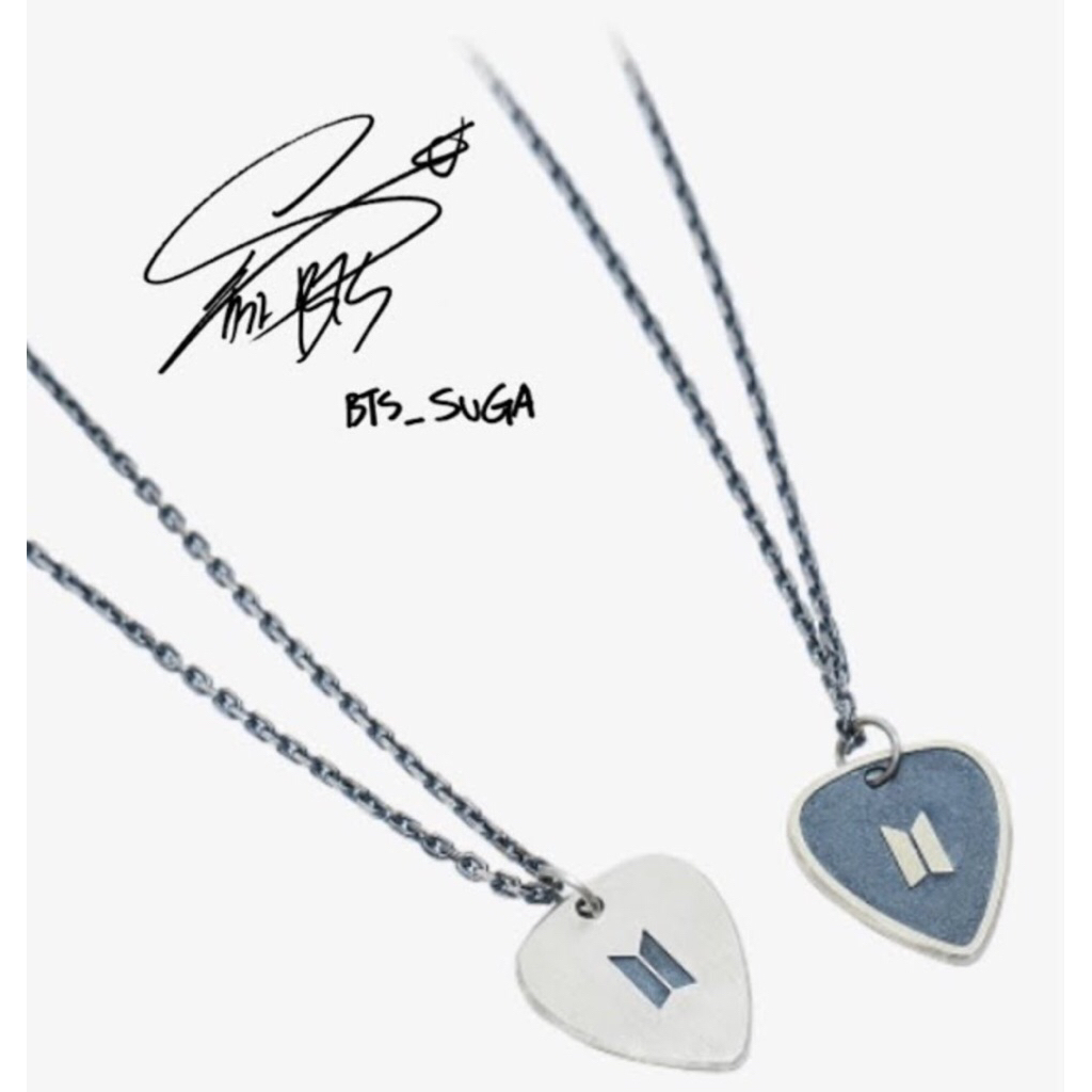 READY STOCK OFFICIAL ARTIST MADE COLLECTION BTS SUGA GUITAR PICK NECKLACE
