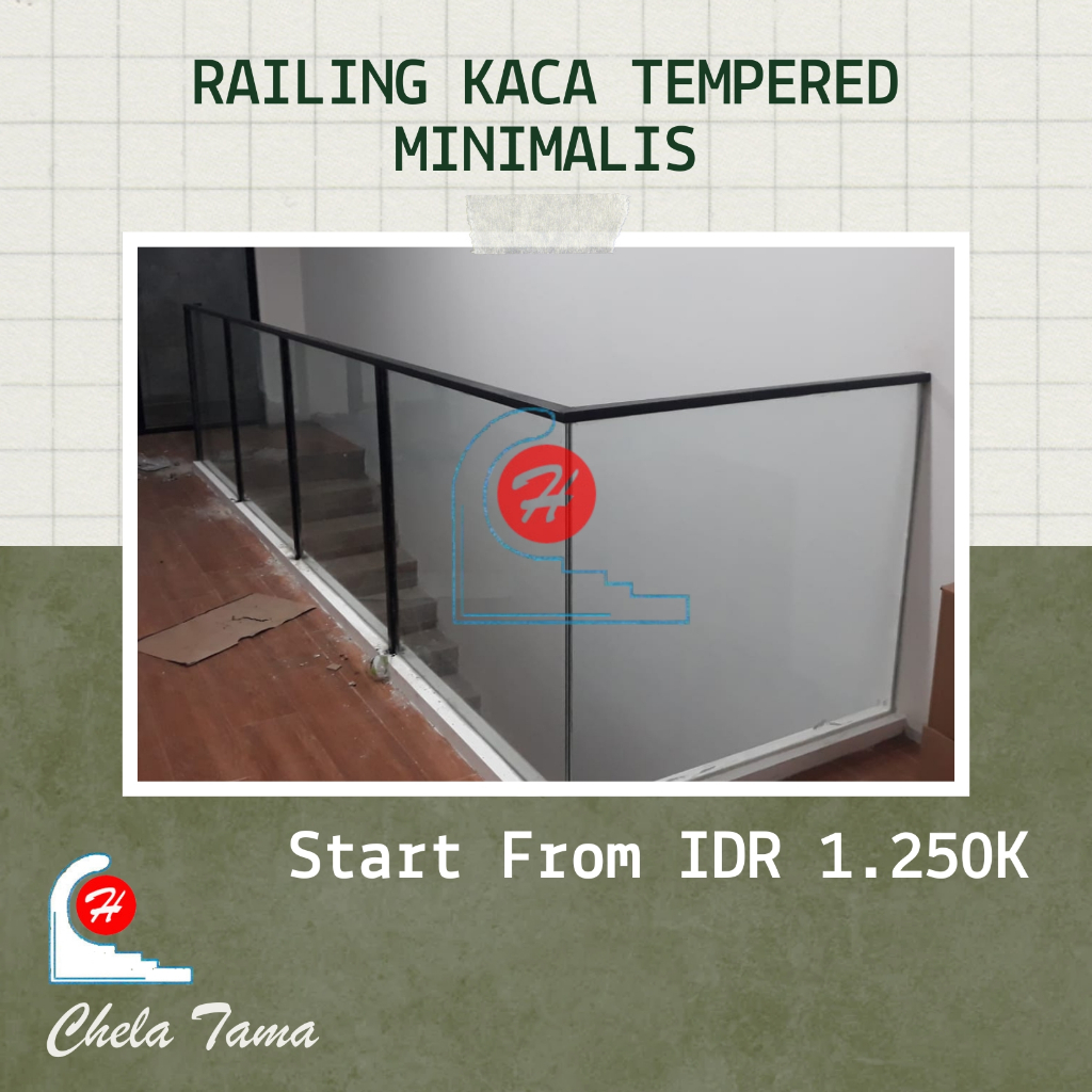 Railing Tangga Kaca Tempered Minimalis