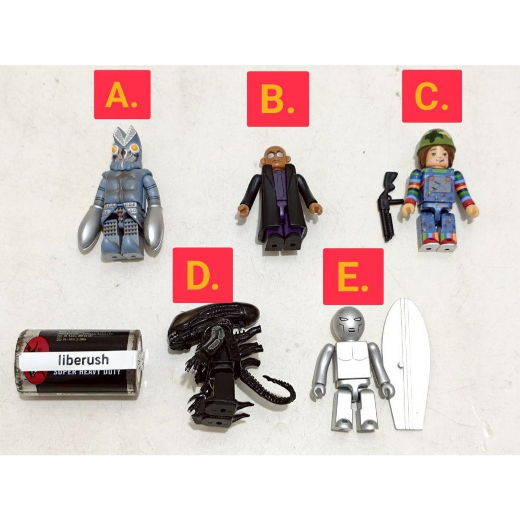 per pcs medicom kubrick ultraman alien baltan , the matrix morpheus , good guys army chucky , fantas