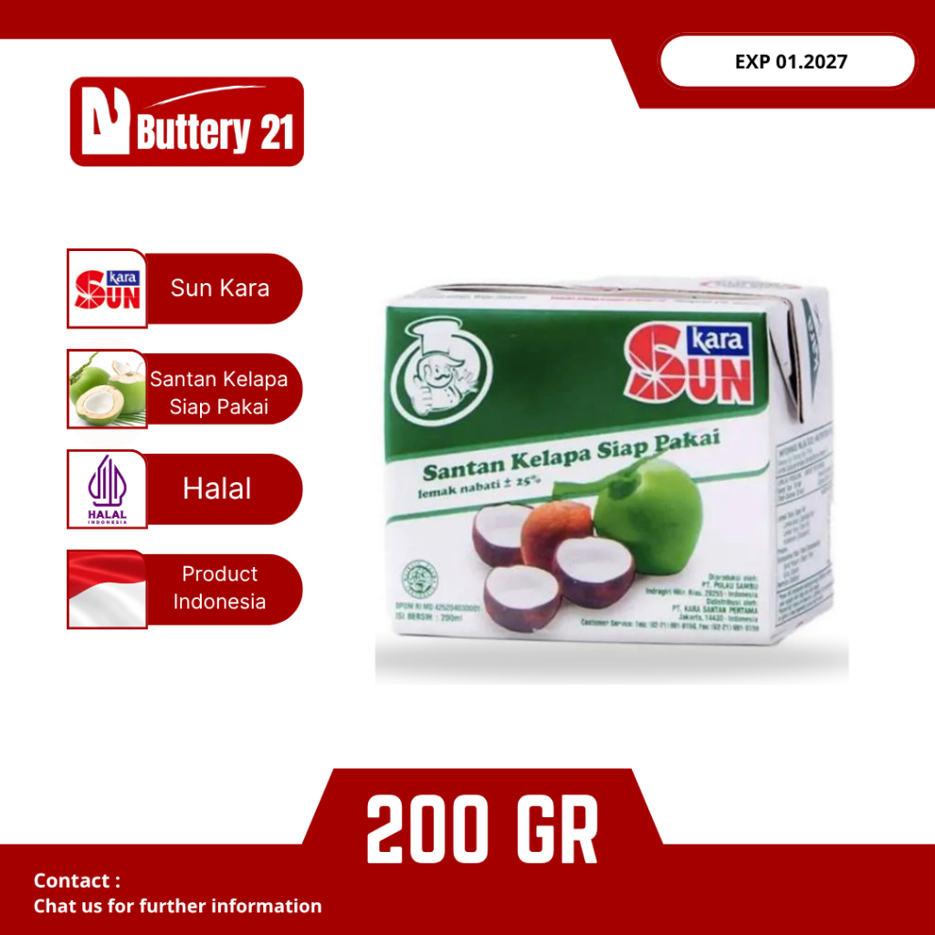 SANTAN SUN KARA 200 ML/SUN KARA 200 ML/KELAPA SANTAN/SANTAN KELAPA SUN KARA