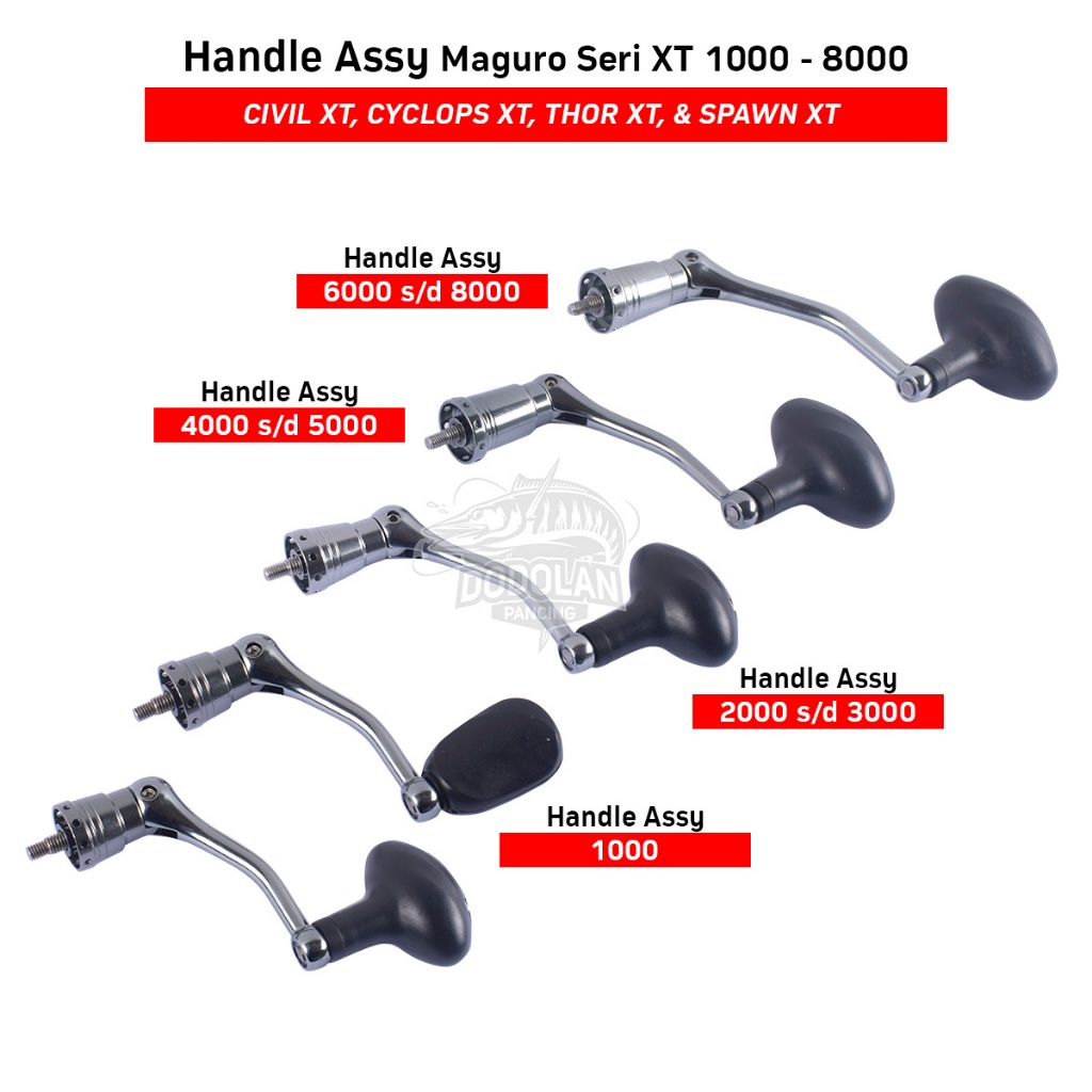 Sparepart Handle Assy Reel Maguro Thor XT Ukuran 1000 - 8000 | Handle Maguro Seri XT Dodolan Pancing