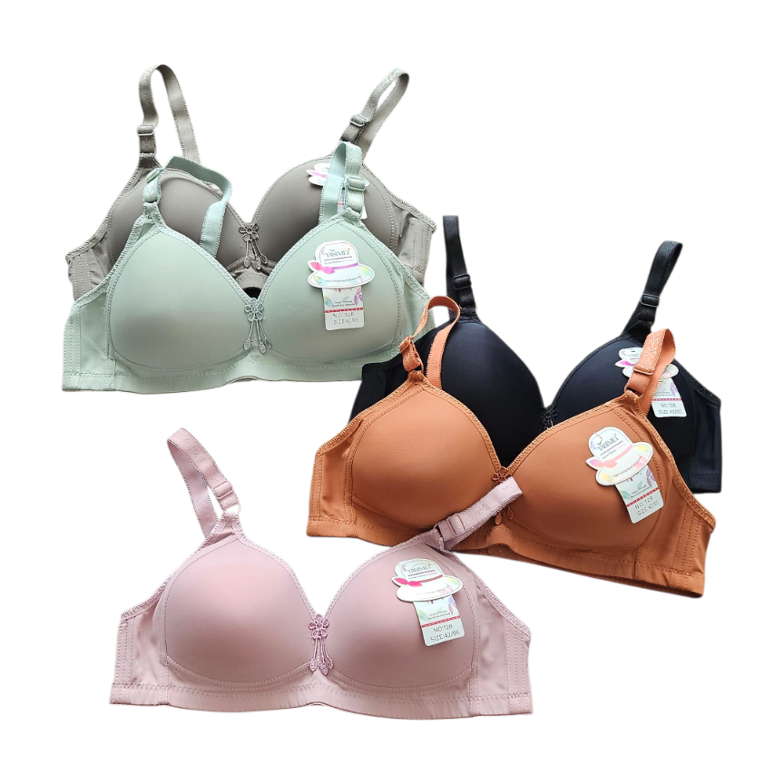 BRA WANITA DEWASA BH CUP C POLOS BUSA TIPIS UKURAN 36-46 TANPA KAWAT