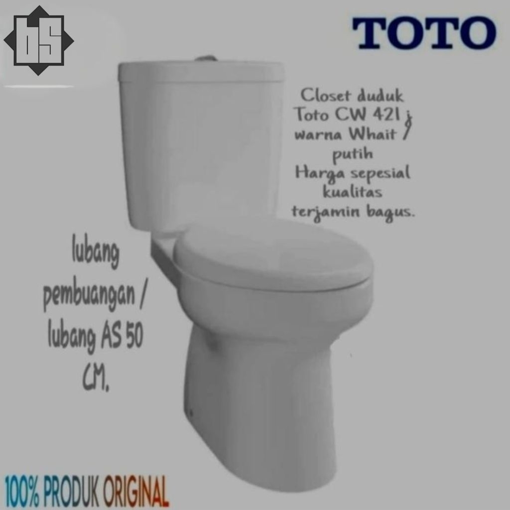 TOTO Kloset Duduk CW 421 J Wc Porselain || Ceramic Lubang Pembuangan 50 Cm Kualitas terjamin bagus