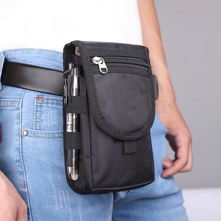 SARUNG HP Tas Pinggang Nylon Army Sport Carabiner 6,5 inch Vertikal (17 x 10 Cm)