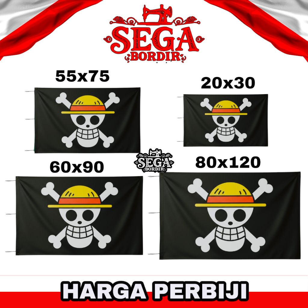 Bendera one piece besar kecil bahan satin
