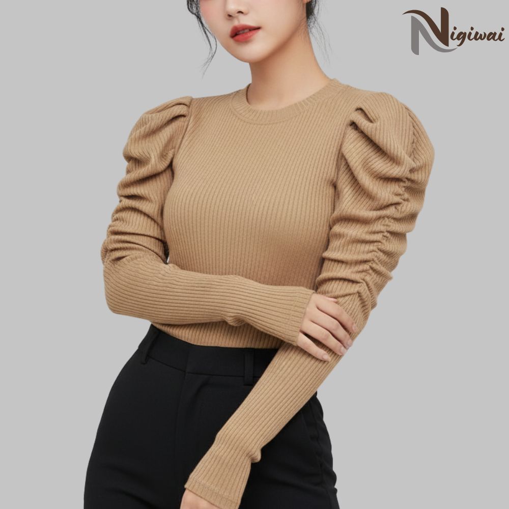 Kaos Puffy Shoulder Serut Pundak Premium Top Blouse