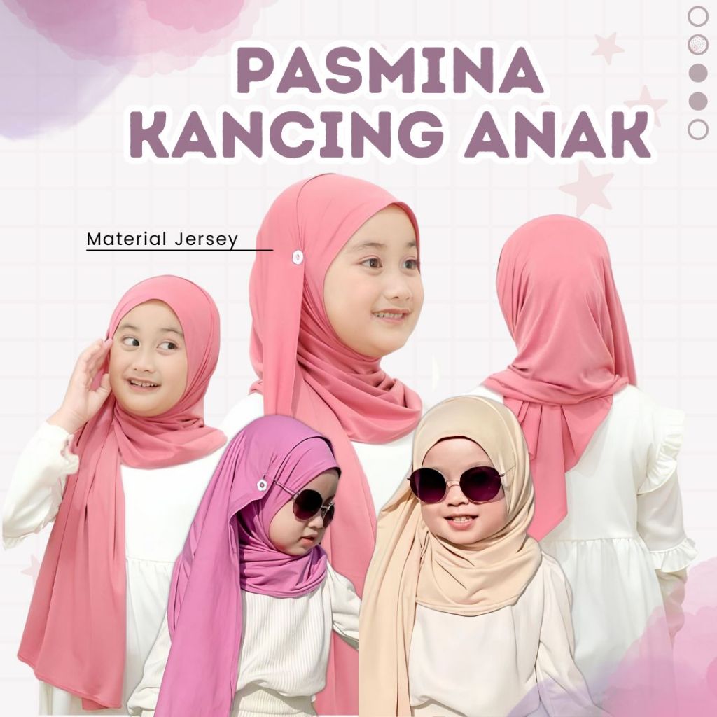 PASMINA INSTAN KANCING ANAK / PASMINA ANAK JERSEY/ HIJAB INSTAN ANAK/ PASMINA KANCING