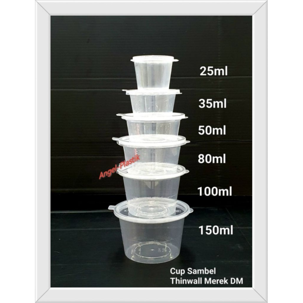 THINWALL COINTAINER DM 35ML ISI 50 PCS / THINWALL KLIR SAUCE CUP 35ML / TEMPAT CUP SAUS SAMBEL DM 35