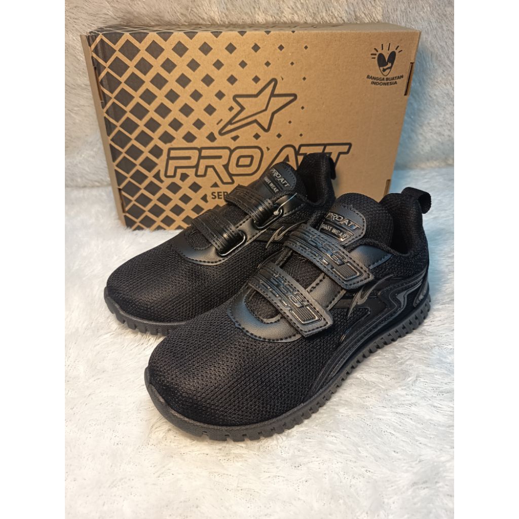 PRO ATT [35-38] Sepatu Sekolah Anak-anak Lem Hitam Polos TIM 692 V