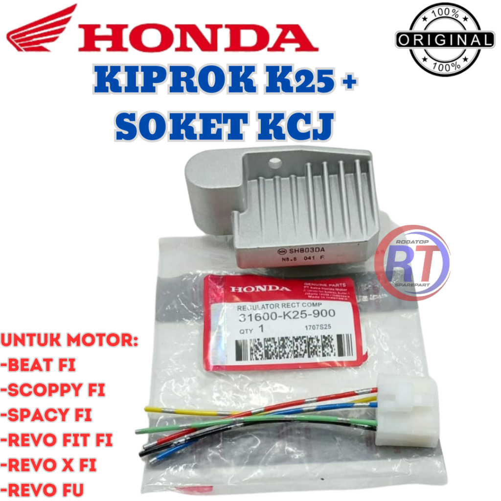 KIPROK K25+SOKET KCJ ORIGINAL HONDA UNTUK MOTOR BEAT FI SCOPPY FI SPACY FI REVO FIT FI REVO X FI DLL