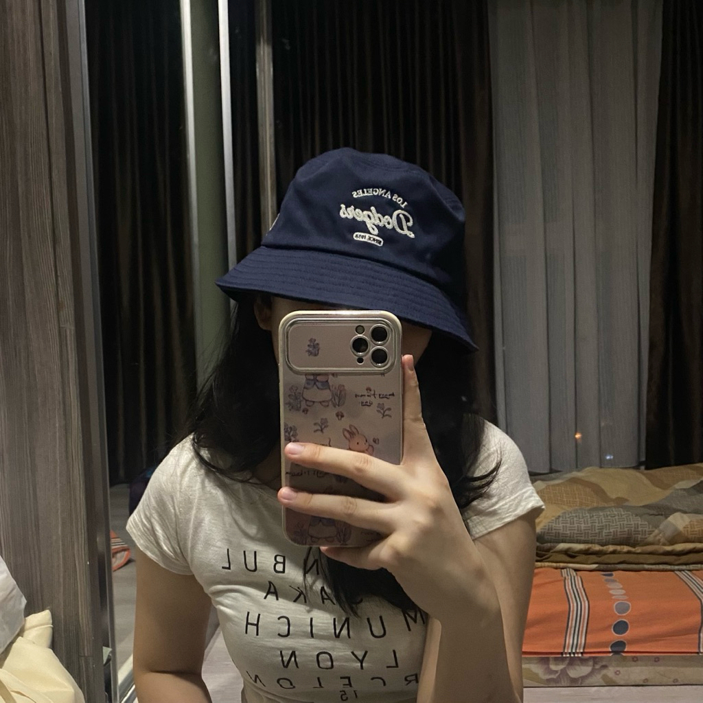 Topi MLB Bucket Hat Navy Dodgers Unisex Original / MLB Bucket Hat Black Yankees Original Sale