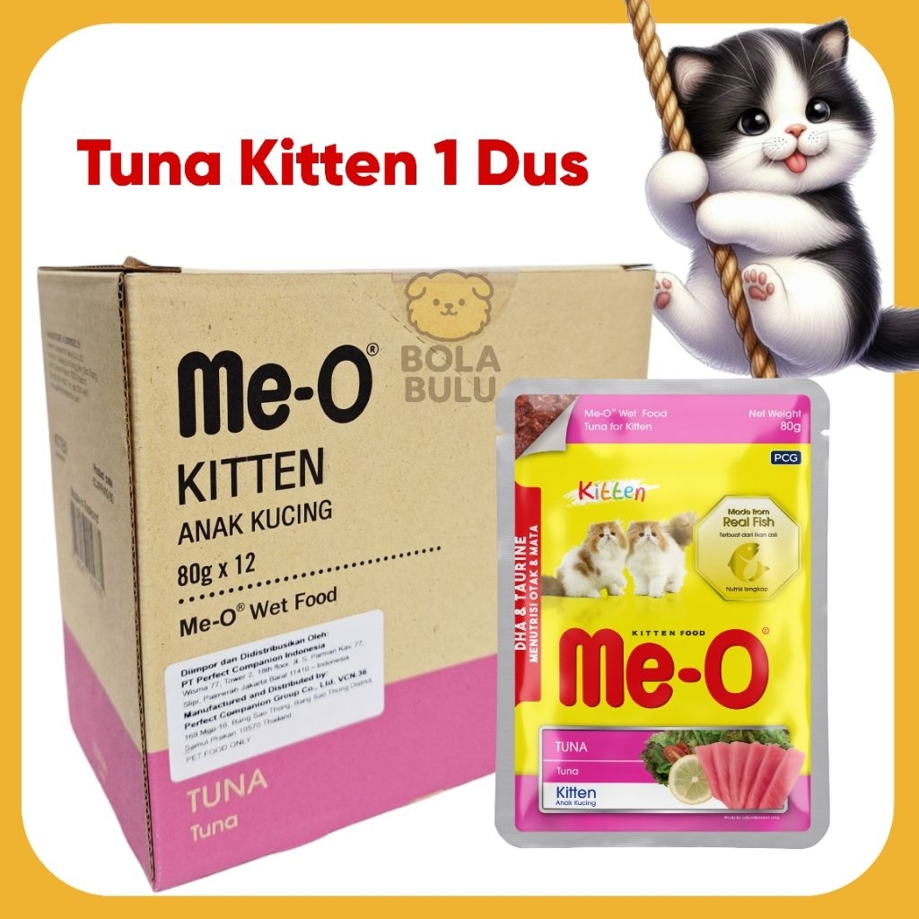 Meo Pouch Sachet Kitten 1 Dus isi 12 Pcs - Meo Sobek Wet Food Anak Kucing - Penggemuk Kucing