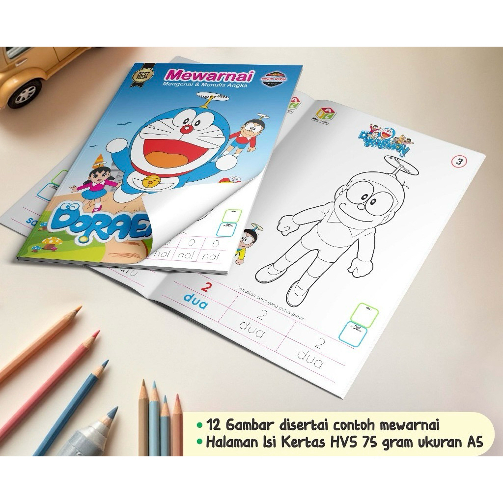 Buku gambar doraemon | Buku mewarnai doraemon | Buku mewarnai anak paud & tk | Buku gambar doraemon
