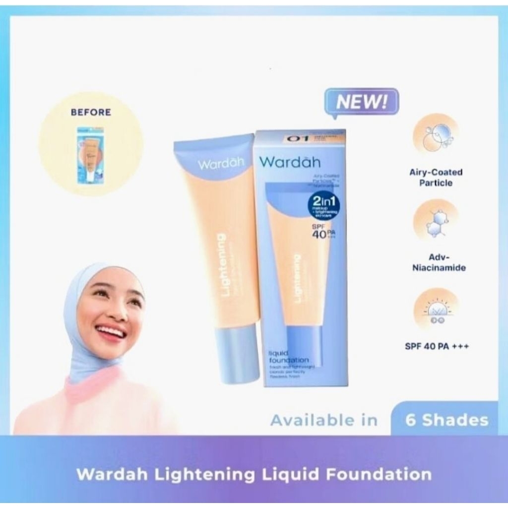 WARDAH lightening liquid foundation 25 ml - foundation wardah lightening