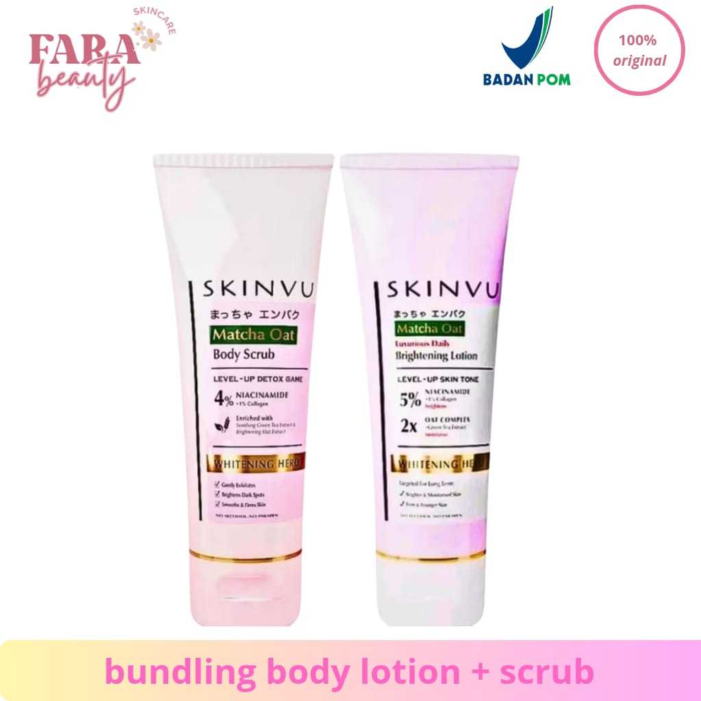 SKINVU Whitening Body Lotion Dan Body Scrub 100ml | Body Care | Paket Pencerah Badan