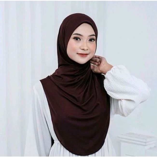 HIJAB INSTAN JISOO BAHAN JERSEY PANJANG MENUTUP DADA WANITA PASHMINA INNER JISOO MELEYOT
