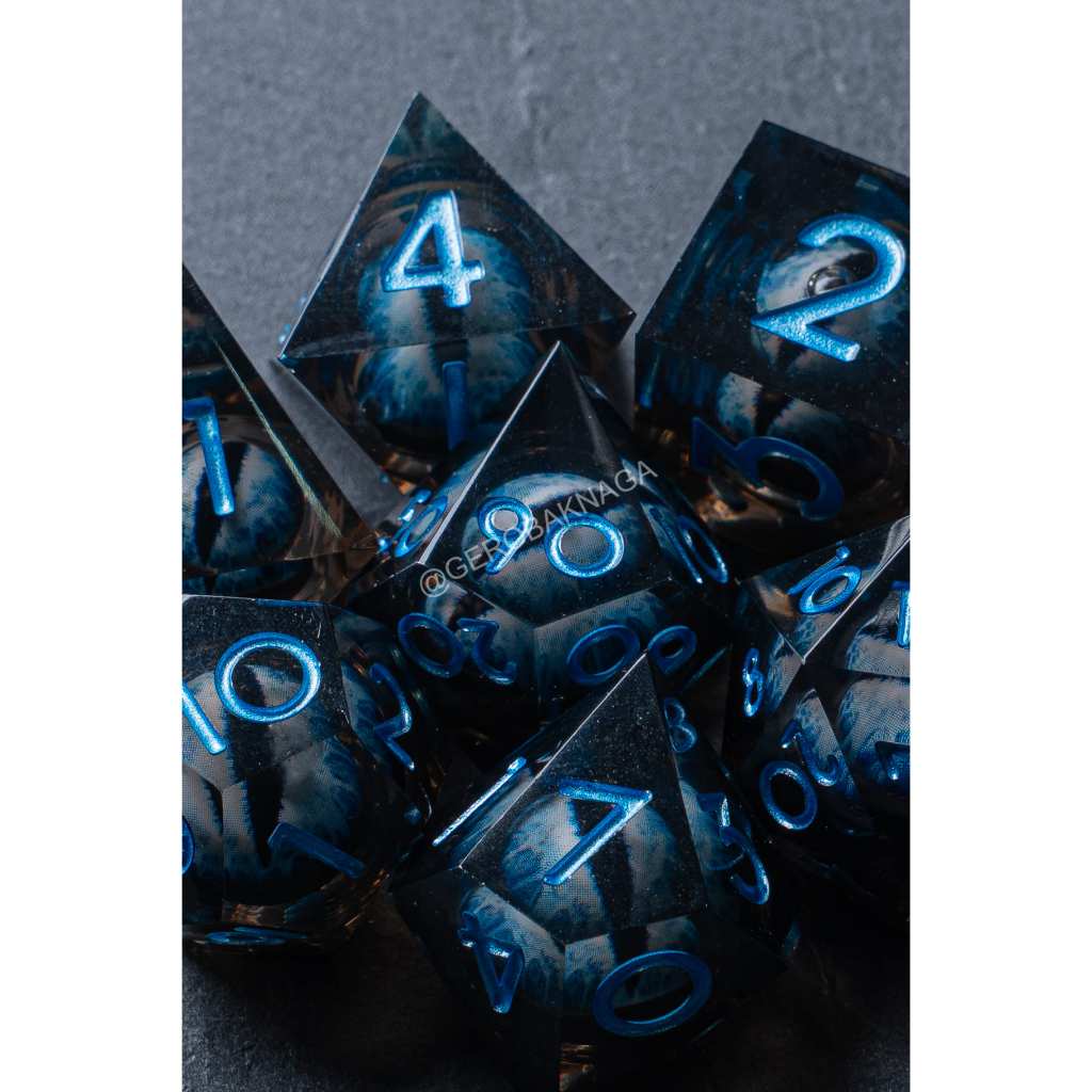 [Ready] Premium High Quality Resin Dice Dadu Dungeon Dragon DND Liquid Core - Liquid Blue Dragon