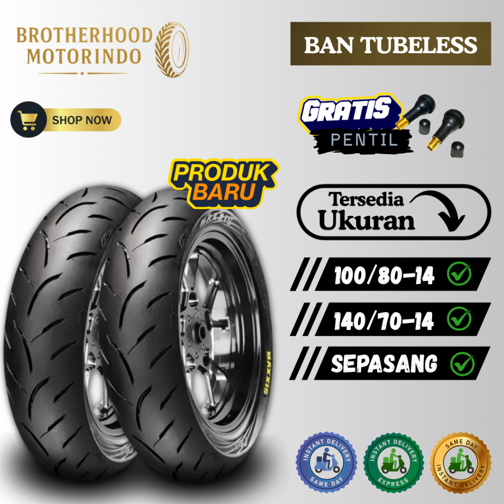 (PAKET SEPASANG) BAN MAXXIS  VICTRA S98-ST  TUBELESS ( 100/80-14 / 140/70-14 ) BAN TUBLES / BAN MOTO