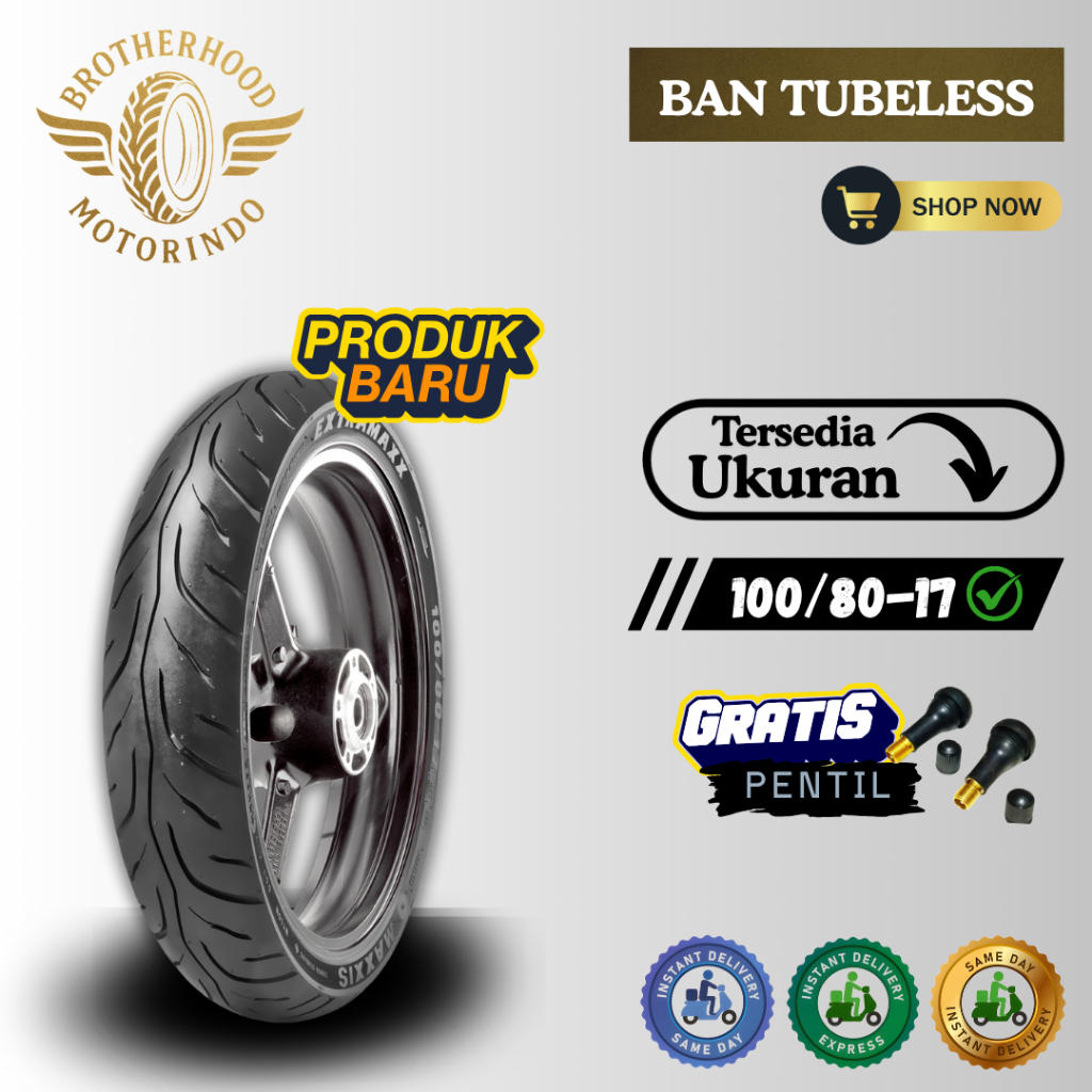 BAN MAXXIS EXTRAMAXX M6233 BAN TUBLES 100/80-17 / BAN MOTOR RING 17 / BAN MAXXIS RING 17 MOTOR BEBEK