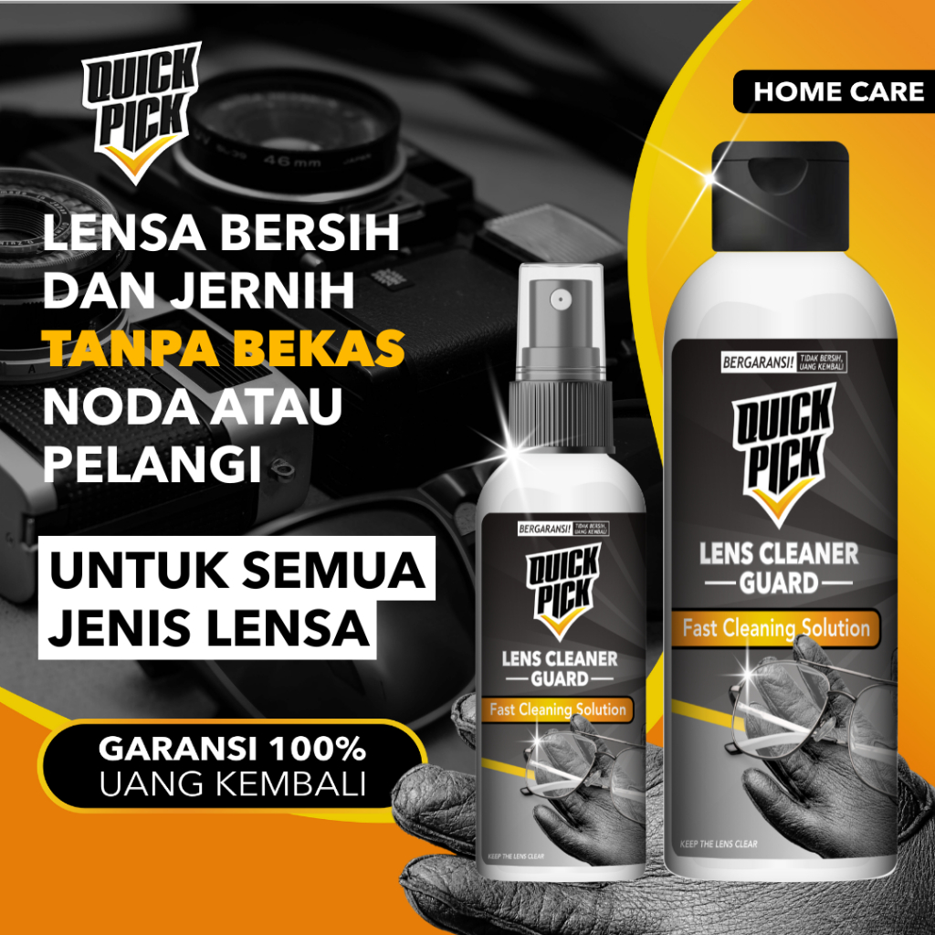 LENS CLEANER SPRAY QUICKPICK (FREE MICROFIBER) Cairan Pembersih Lensa Kacamata Kamera Jernih Tanpa B