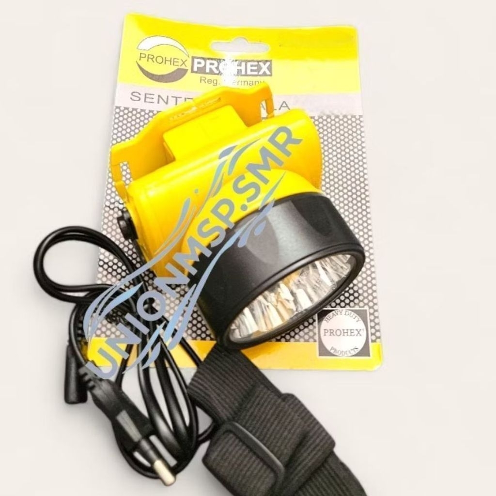 Senter Kepala Rechargeable Headlamp PROHEX Reg. Germany Lampu Kepala Cas Praktis