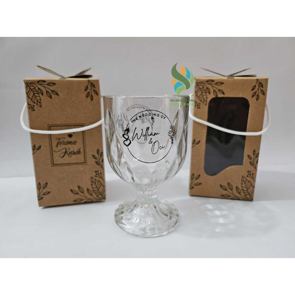 Gelas Minum Wine Kaca Kristal Gelas Jus Kaca Kaki Diamond Tumbler Wen Kaca Souvenir Sablon Kemas Box