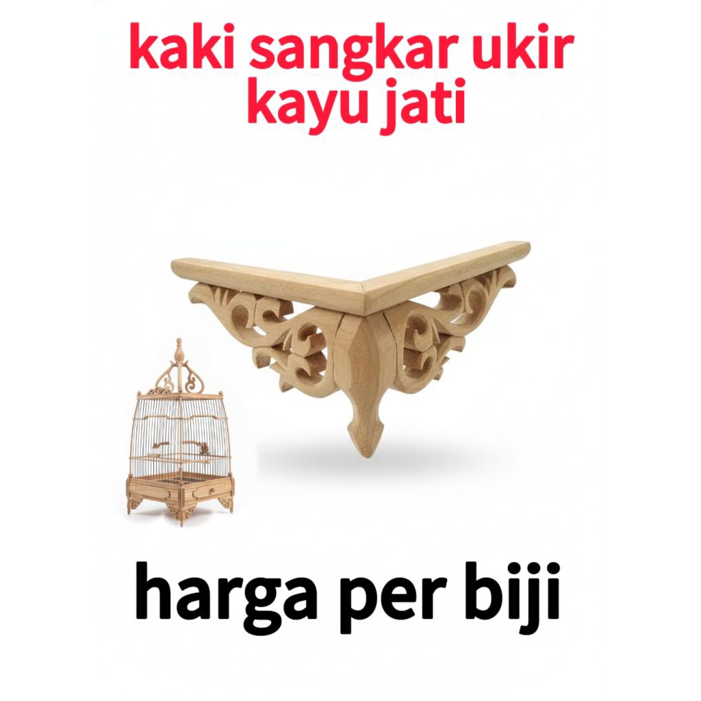 Kaki Sangkar Cungkok Kayu Ukir Klasik – Tatakan Sangkar Burung Model Mewah