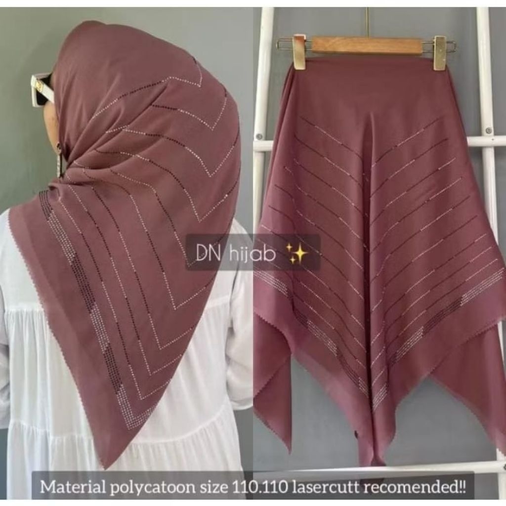 hijab segi empat Payet pres laser cut