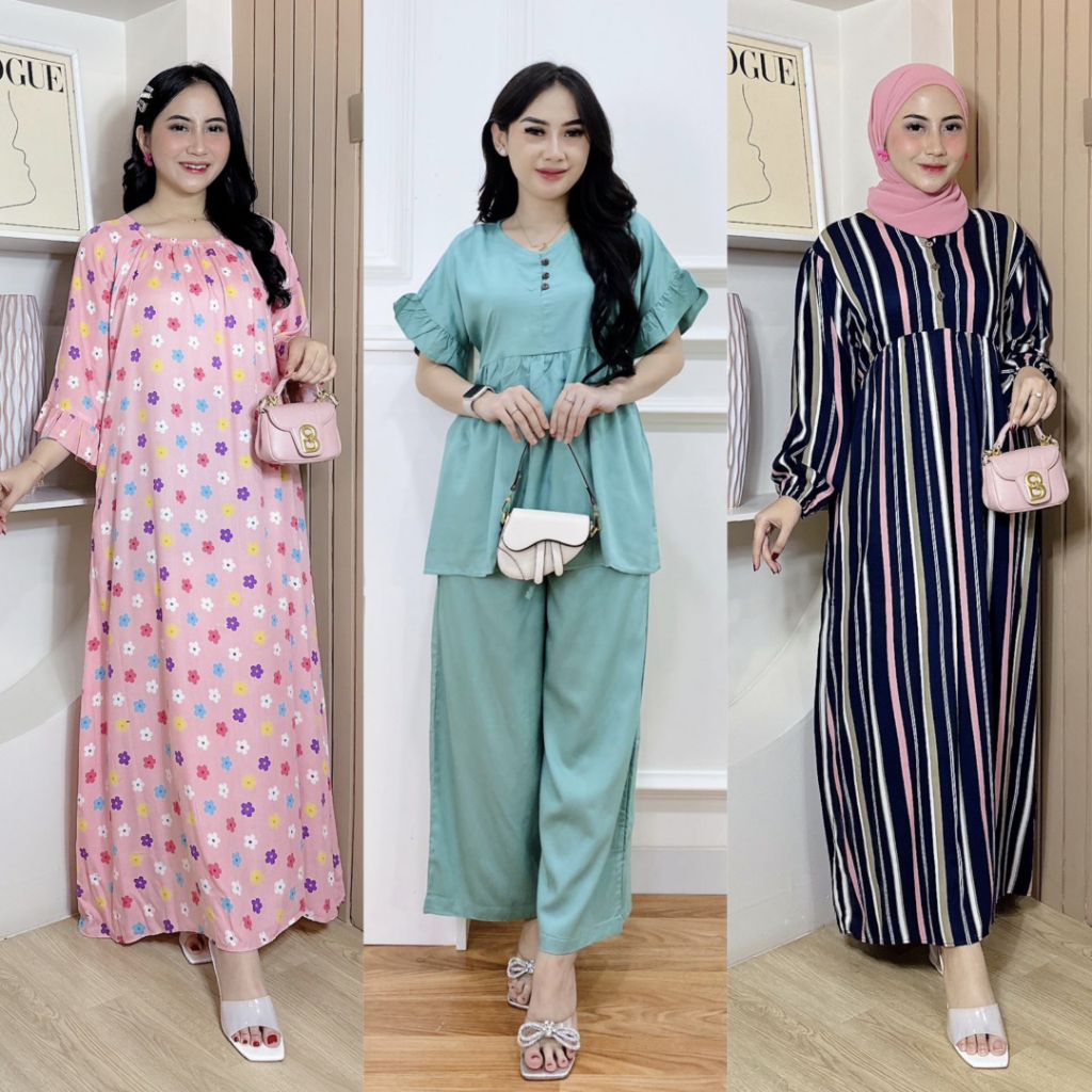 DASTER GAMIS ONE SET SETELAN PIYAMA PREMIUM MURAH - Sale Diskon Rayon Premium Rayon Twill Premium Cr