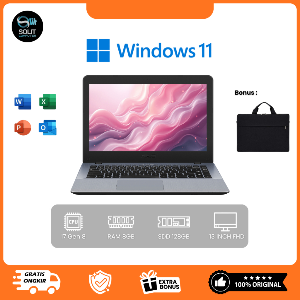 ASUS VIVOBOOK 14 X442U i7-8550U RAM 8GB SSD 128GB MX130 14 Inch FHD Laptop Second Rasa Baru