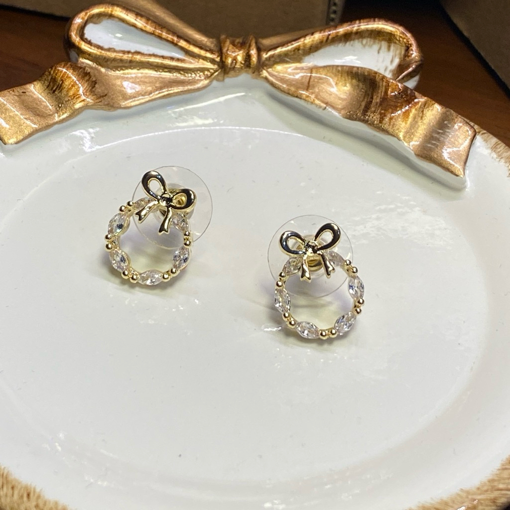 Graceofyou - Celeste Bow Earrings - Anting Stud Wanita KKV Korea - Anting Berkualitas Mewah dan Eleg
