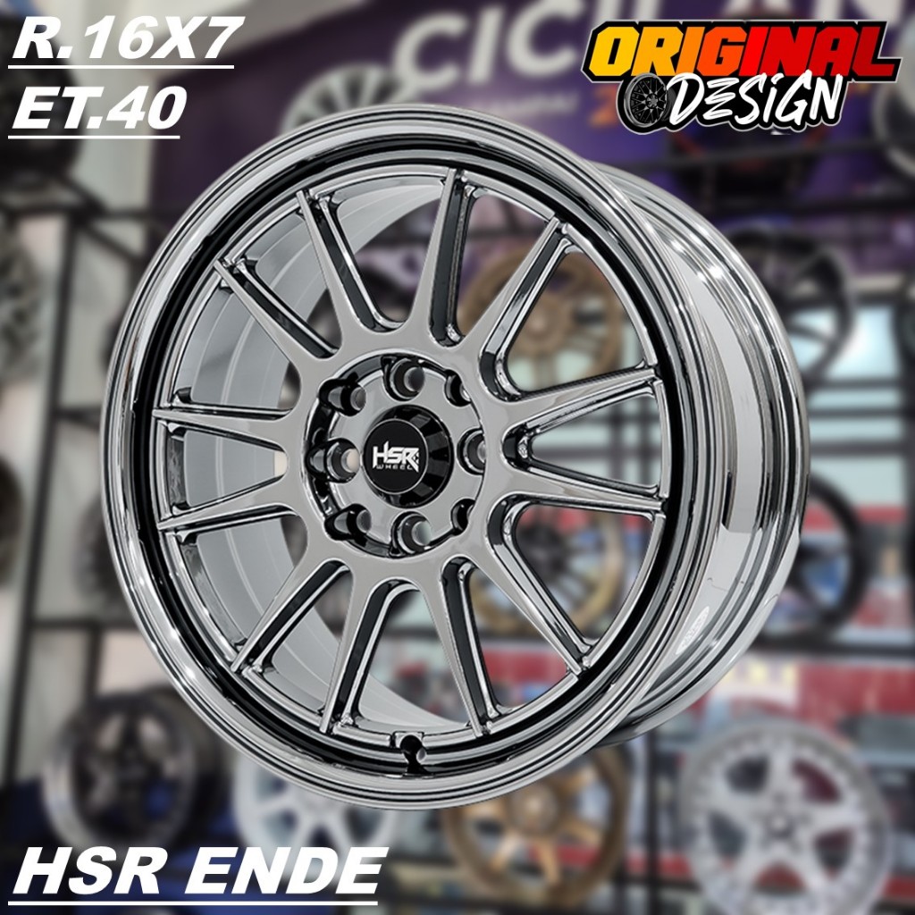 4 Pcs Velg HSR ENDE R16 Black Chrome Lubang 4 Mobil AVANZA JAZZ YARIS Ring 16