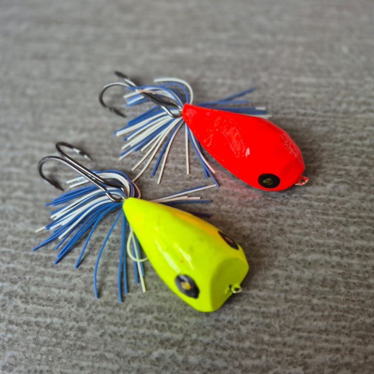 Jump Frog Umpan Pancing Casting Gabus Kodok Bahan Kayu Hand made Natural