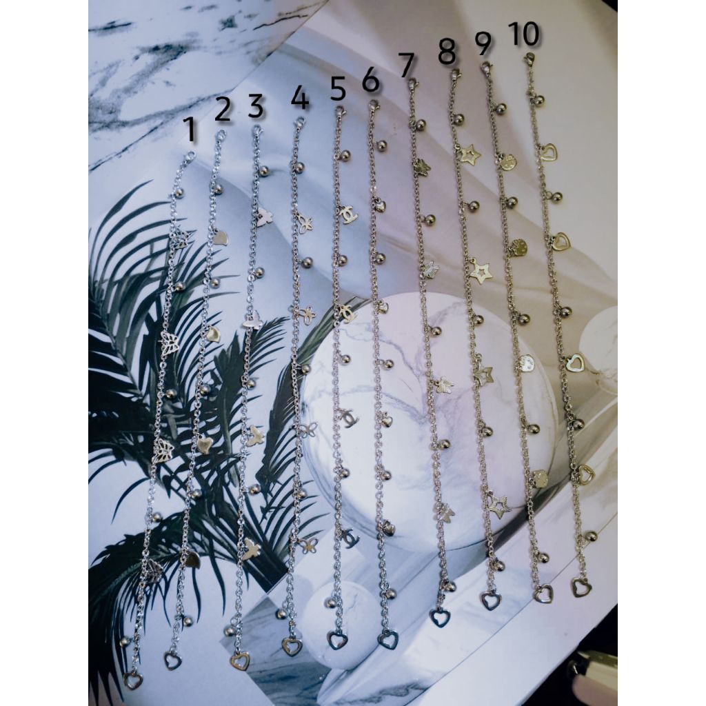 gelang kaki nuri sinar asli titanium mainan 10 silver