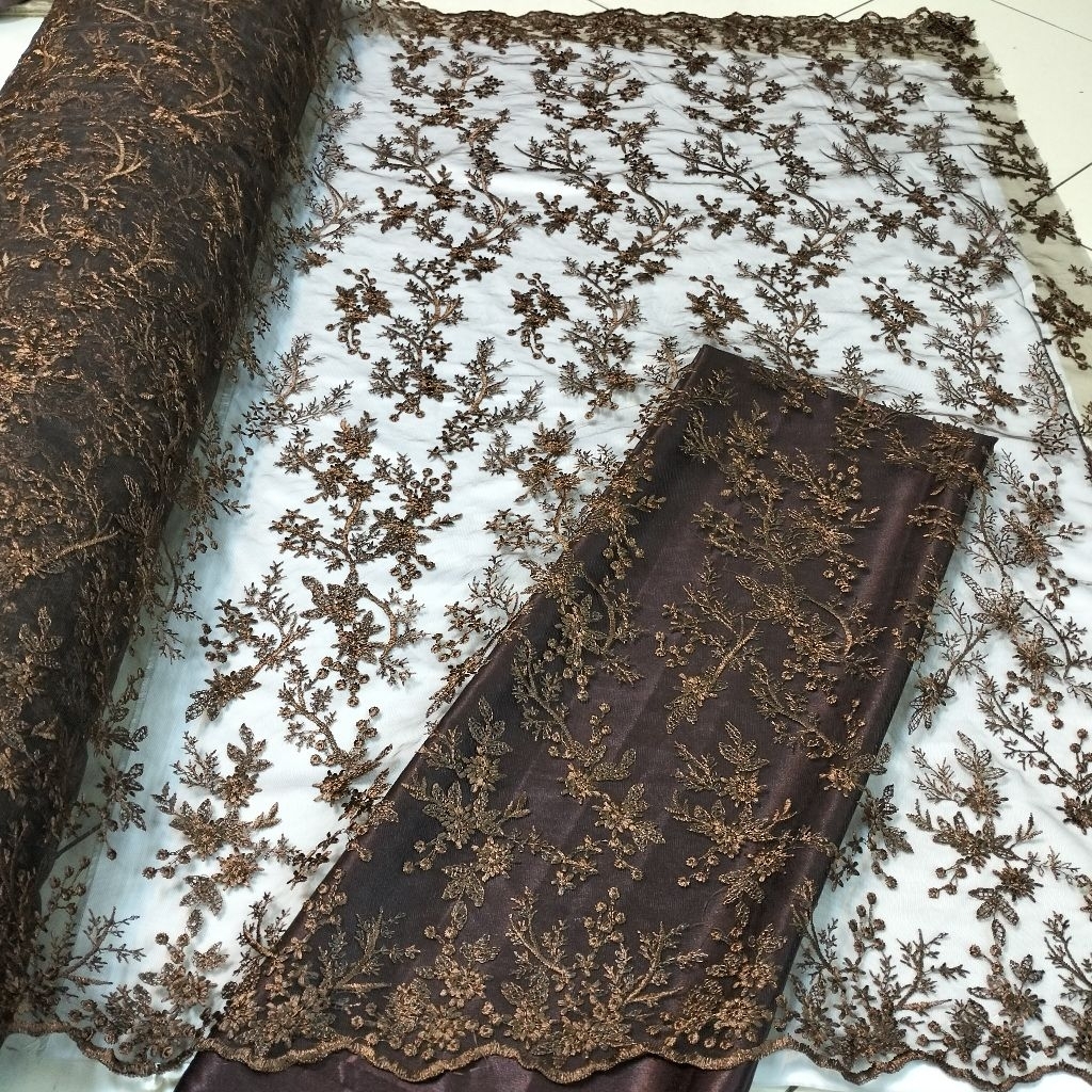 bahan kain tile Zoya bordir premium terbaru/tile Jasmine bordir tebal/tile bordir mewah