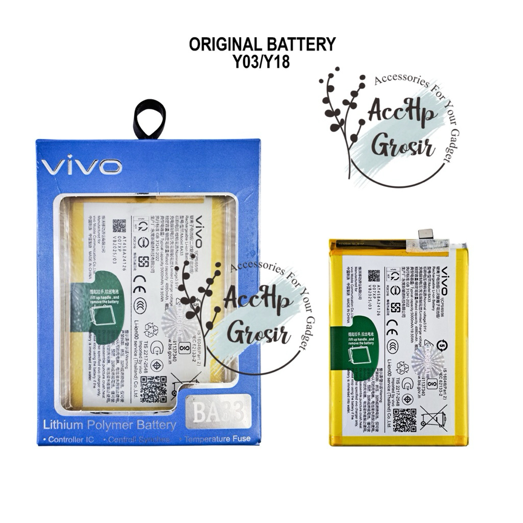Batre Baterai Vivo Y03 / Y18 BA33 Batrei Battery Batrai Vivo BA 33 BA-33 100% Original Distributor