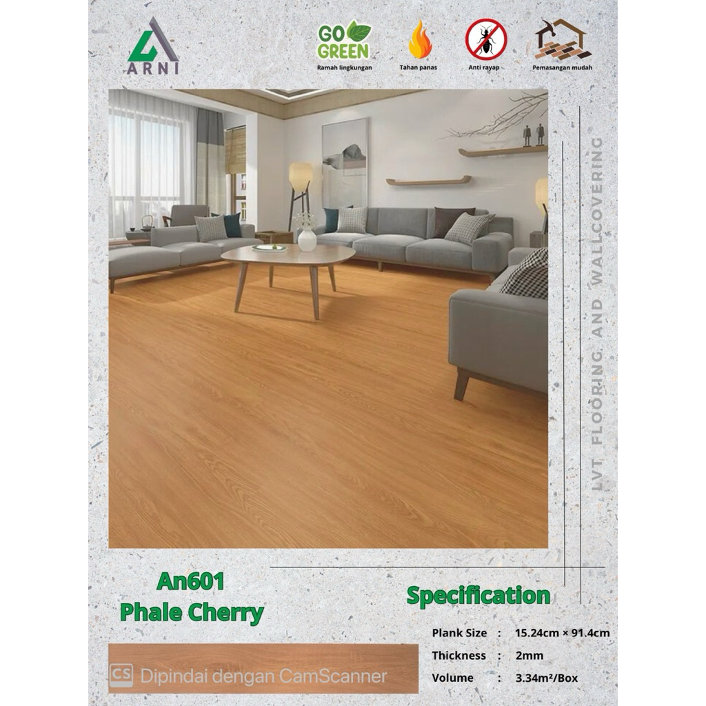 vinyl plank 2mm motif kayu harga perlembar