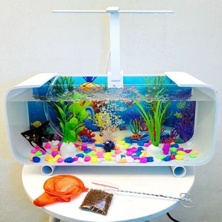 [LENGKAP] AQUARIUM KOTAK MINIMALIS AKRILIK FULLSET AERATOR GELEMBUNG