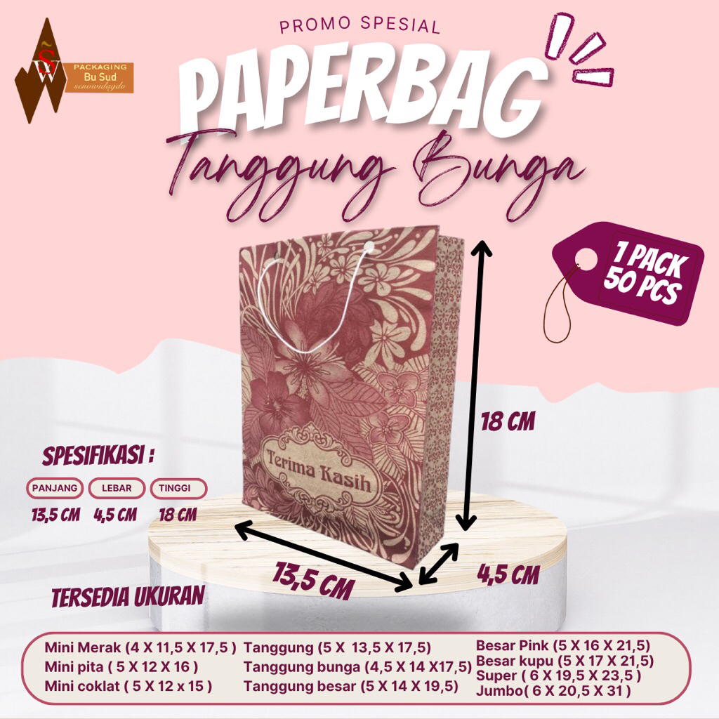 Tanggung BUNGA (5 X  13,5 X 18) PROMO GROSIR- Termurah di shopee HARGA PABRIK DISKON BESAR!!! Tas Ke