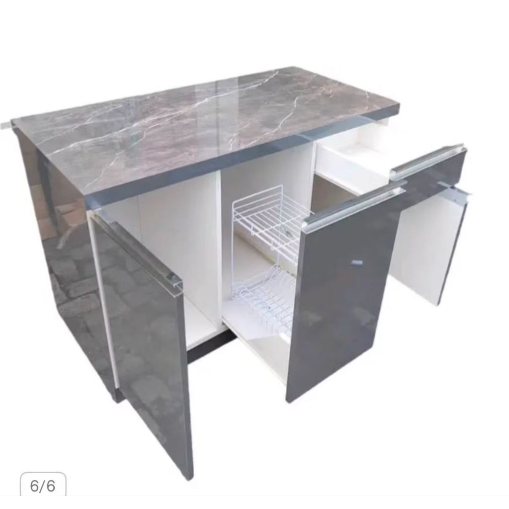 kitchen set hpl putih top granit minimalis aesthetic murah