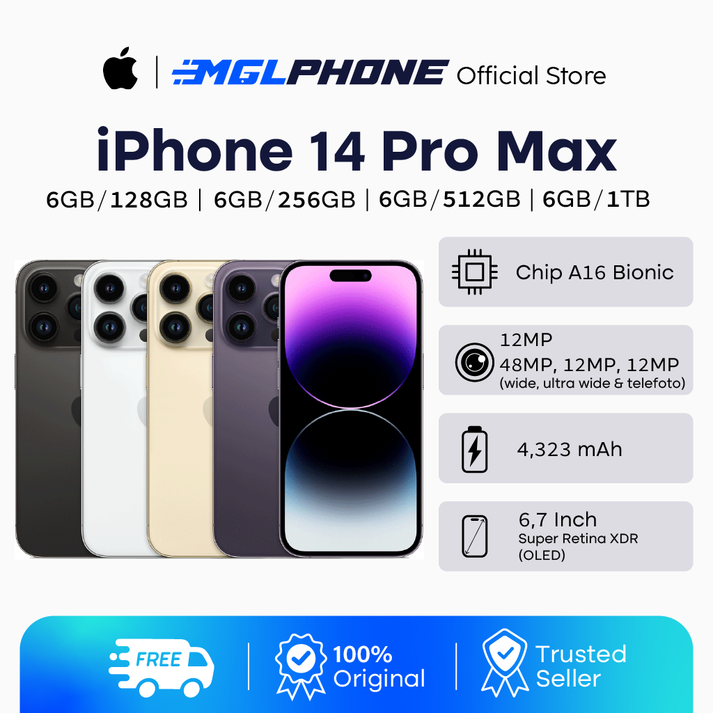 IP 14 PRO MAX 1TB/512GB/256GB/128GB SECOND FULLSET EX INTER BERGARANSI