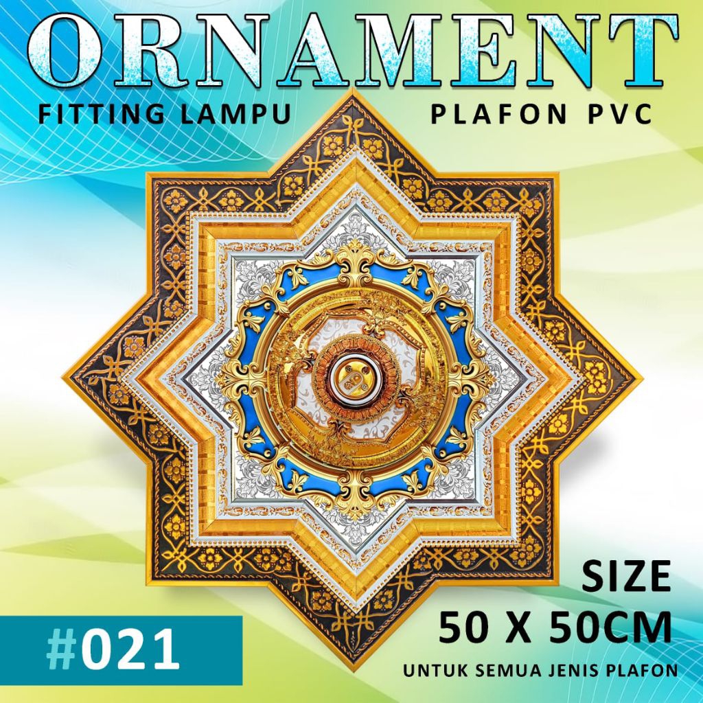 ornamen lampu plafon pvc 50x50cm premium