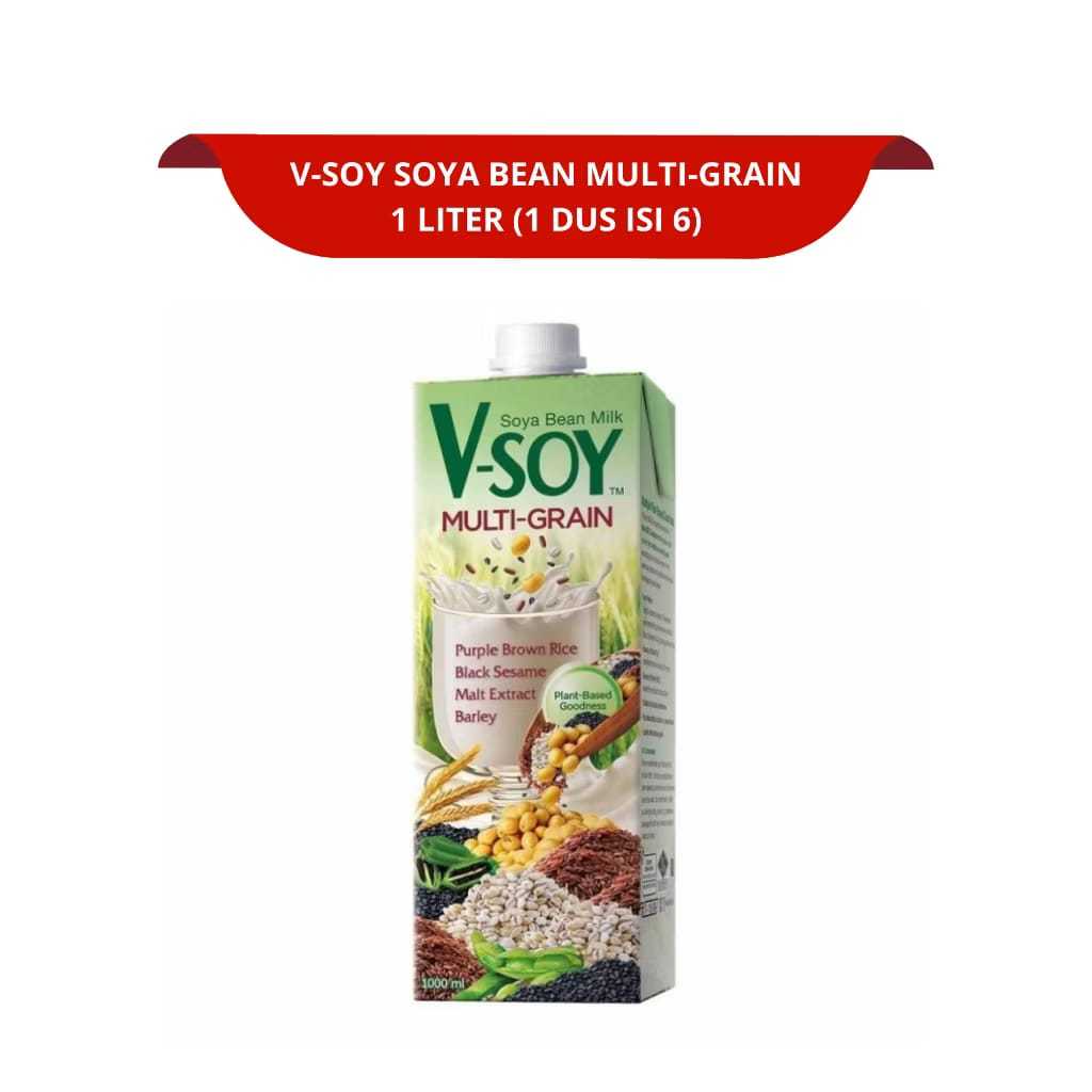 [1 DUS ISI 6] V-SOY SOYA MILK MULTI GRAIN 1 LITER | ASI BOOSTER