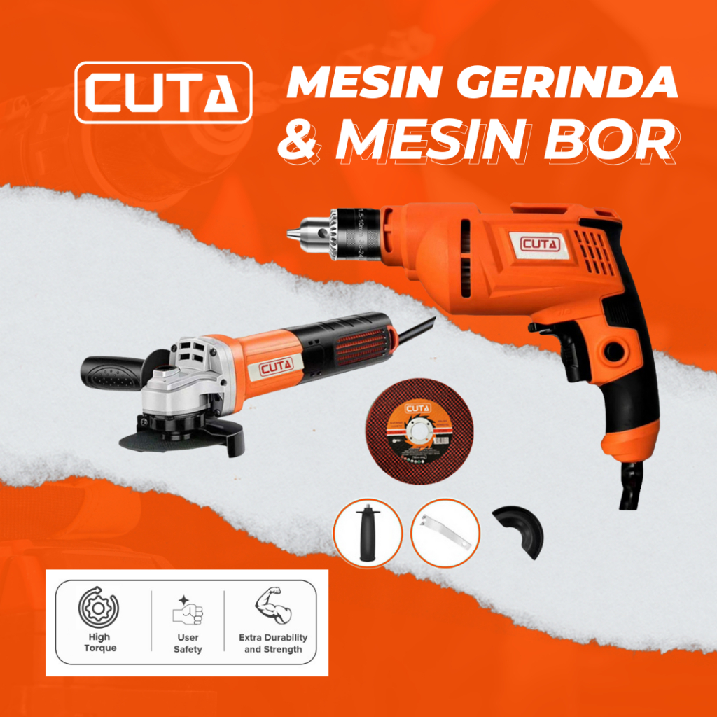 CUTA Set Mesin Bor & Gerinda 2in1 Bor Listrik 750W + Gerinda Tangan 700W (Angle Grinder)