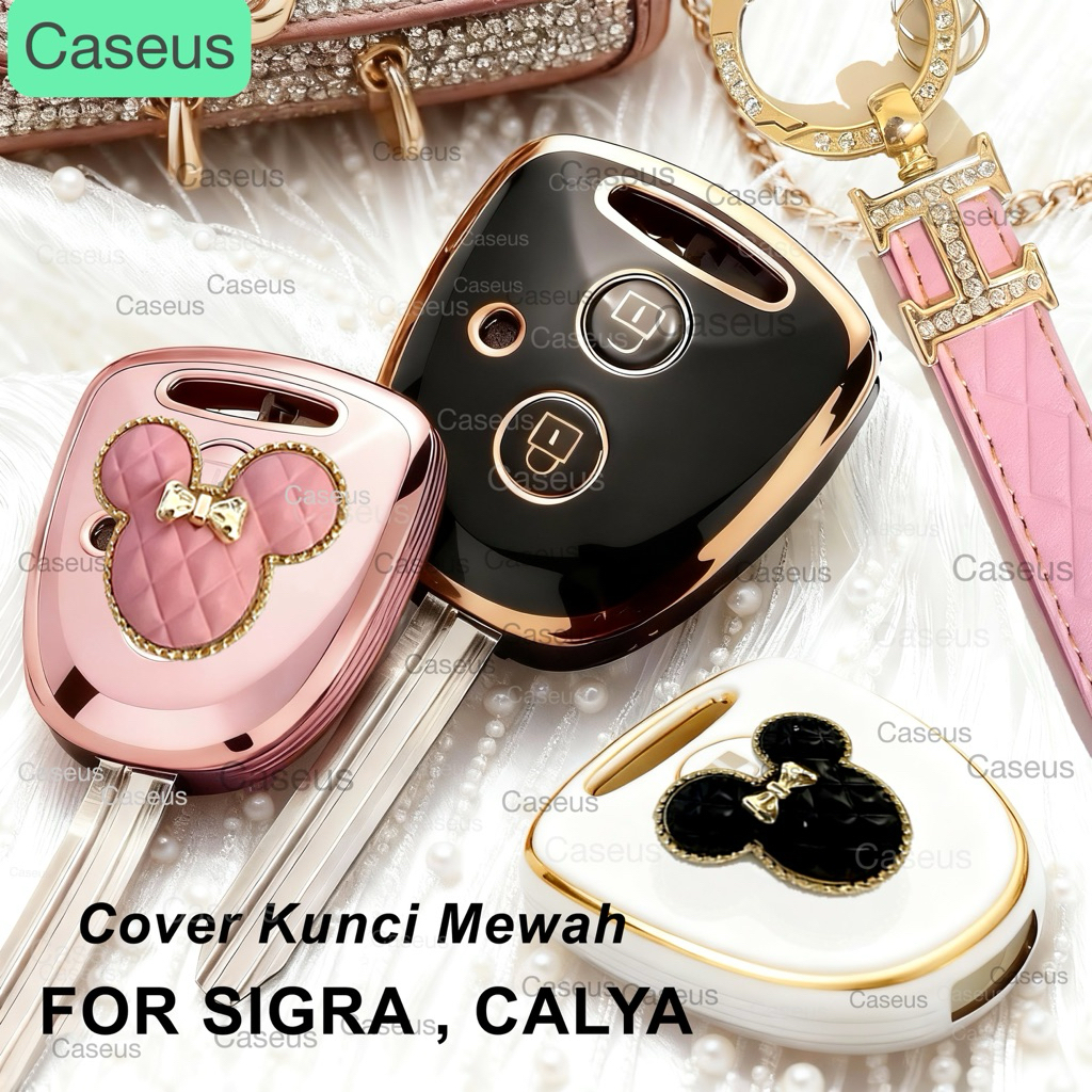 Cover Kunci Coquette Glitter TPU Bling Premium Mobil Untuk Sigra Toyota Ayla 2025 Ayla 2024 Agya Ayl