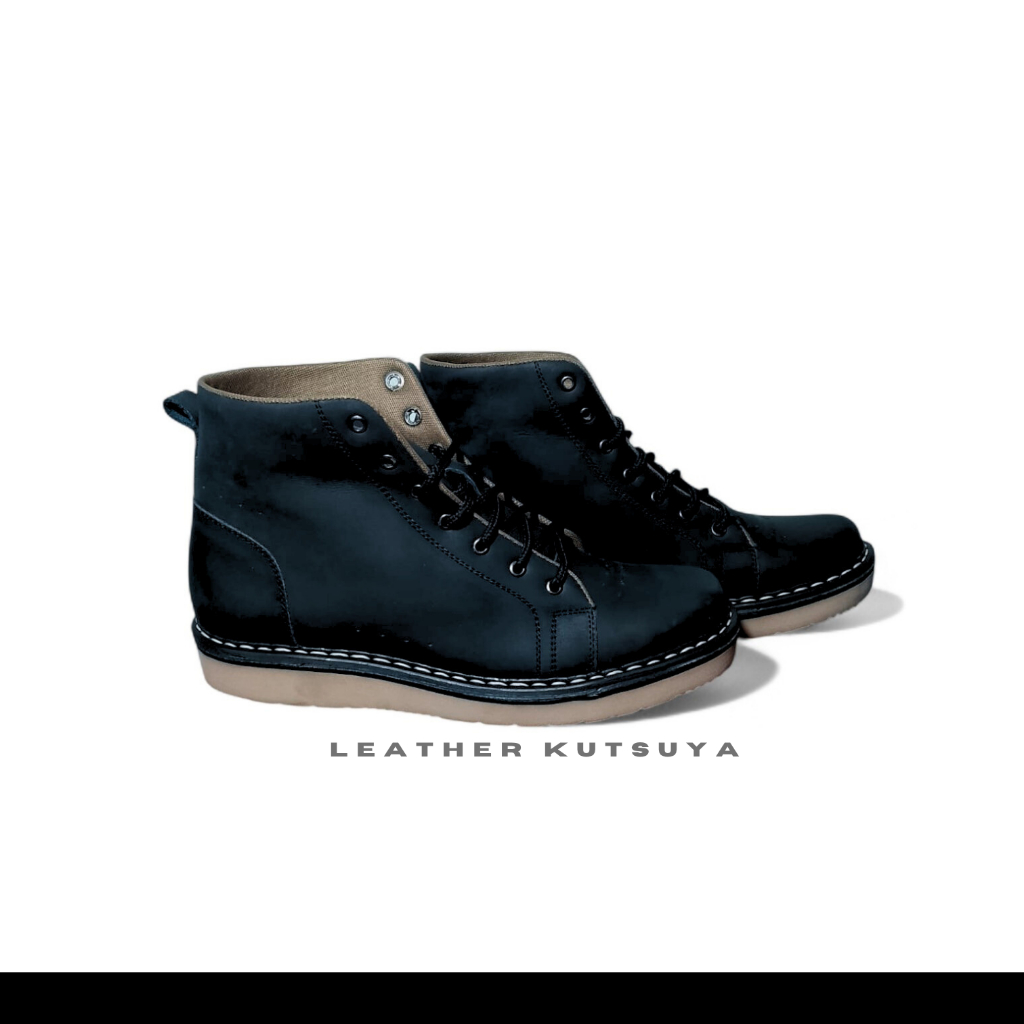 Sepatu Boots Hitam Kulit Pria High Quality Mr.LA – Boots Santai & Kerja, Nyaman, Tahan Lama