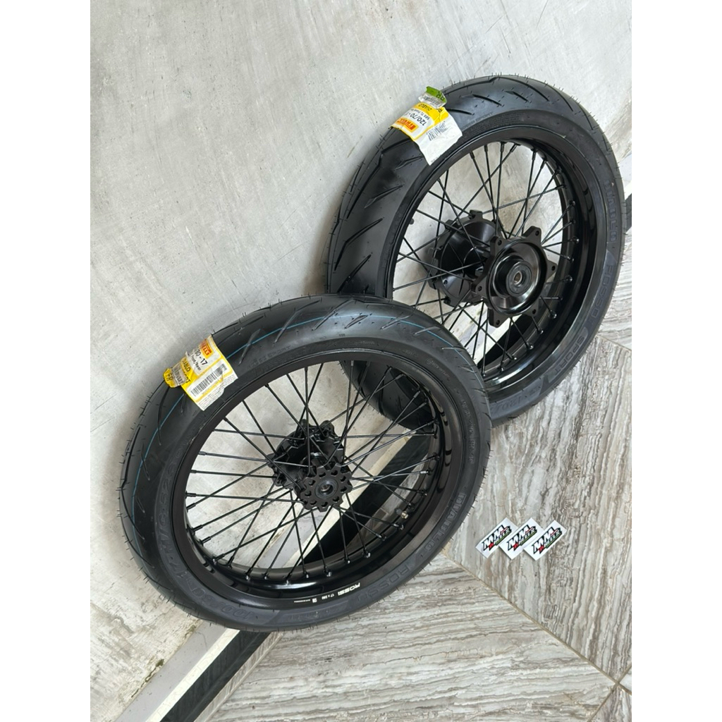 READY WHEELSET SUPERMOTO CRF, BAN PIRELLI