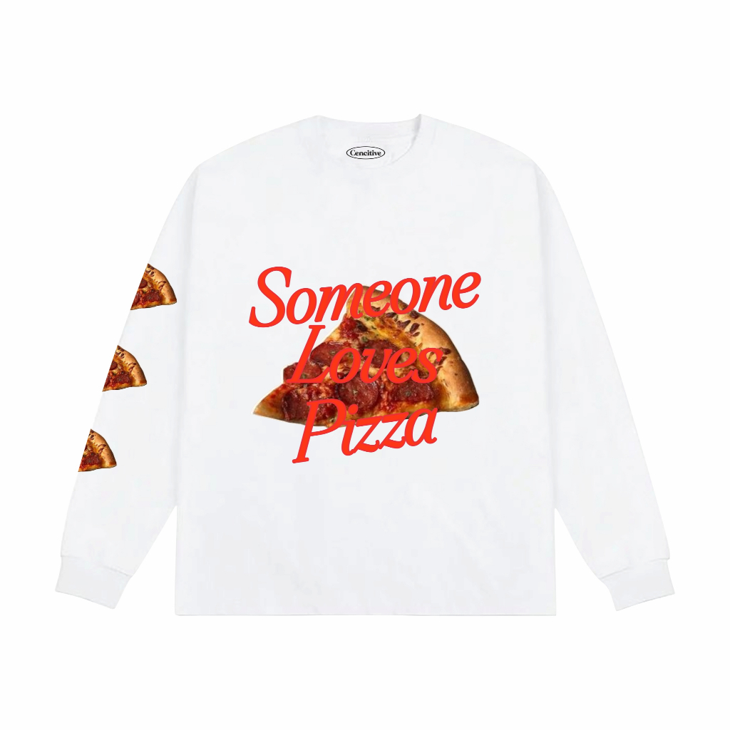 TS-Cencitive Pizza Longsleeve White