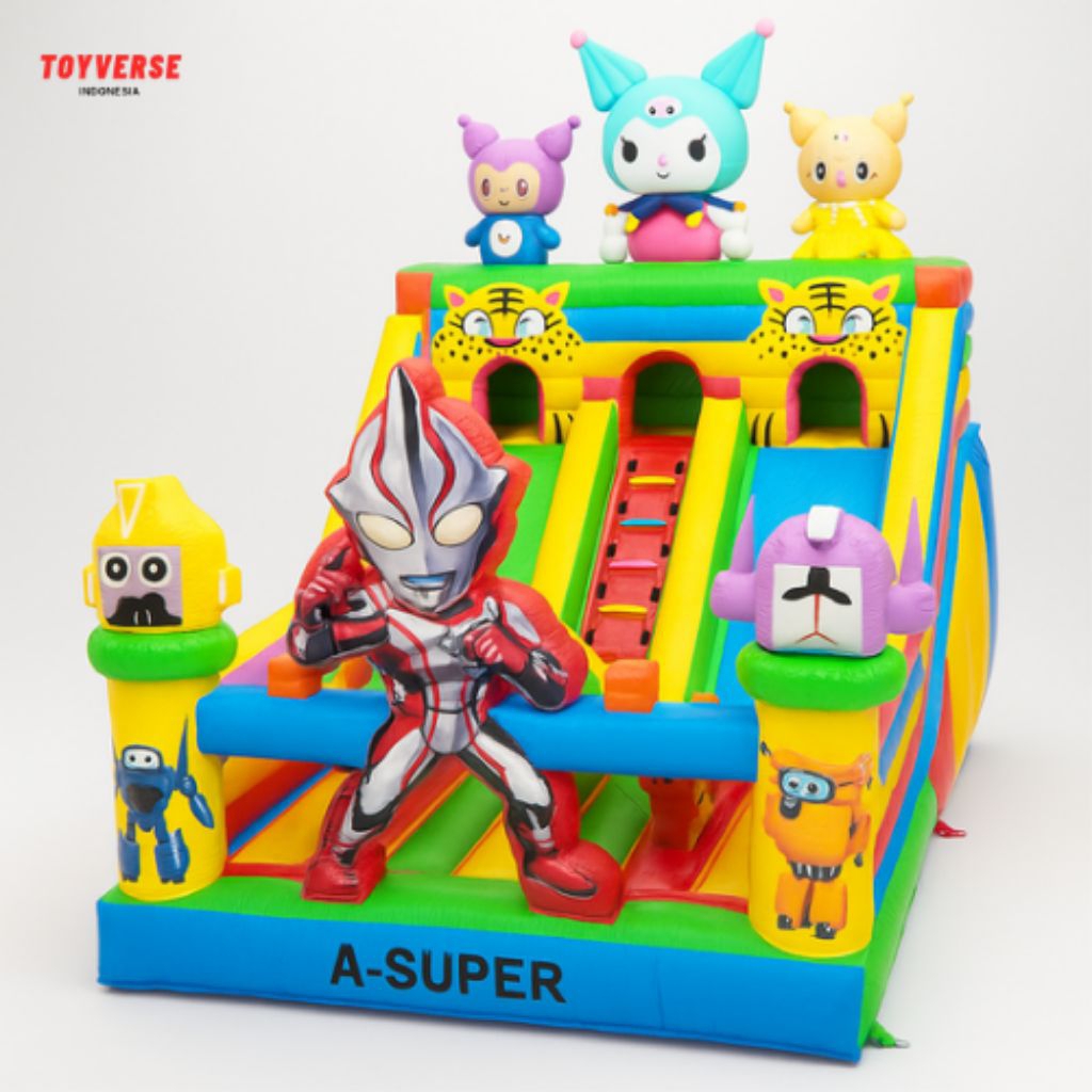 Istana Balon 4x6 Meter Karakter Superhero – Wahana Perosotan Anak Outdoor & Indoor, Mainan Playgroun
